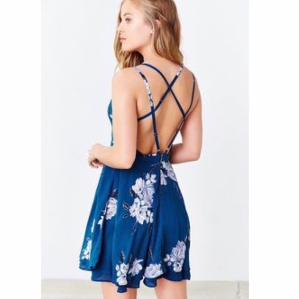 Teal Floral Strappy Dress Size 8